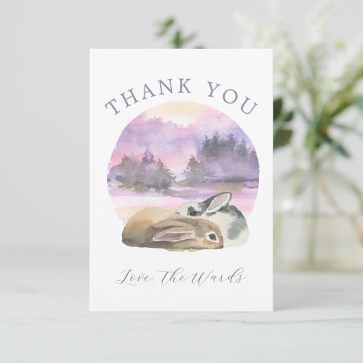 水かわいらし色のウサギ サンキューカード (スタンド正面)