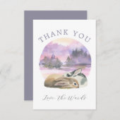 水かわいらし色のウサギ サンキューカード (正面/裏面)