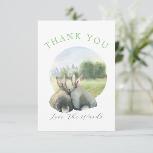 水かわいらし色のウサギ サンキューカード (スタンド正面)