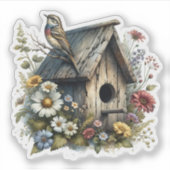 水かわいらし色のバ素朴ードハウス シール (正面)