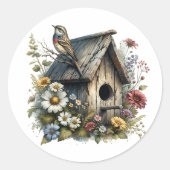 水かわいらし色のバ素朴ードハウス ラウンドシール (正面)