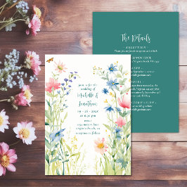 水かわいらし色のワイルドフラワーすべて結婚の 招待状
