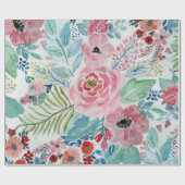 水かわいらし色の手絵を描フローラ作品 ラッピングペーパー (フラット)