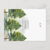 水かわいらし色の木の風景モノグラム結婚ズ 案内ポストカード (裏面)