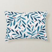 水かわいらし色の枝 – ターコイズと赤 アクセントクッション (正面)