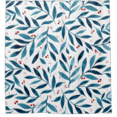 水かわいらし色の枝 – ターコイズと赤 シャワーカーテン (正面)