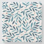 水かわいらし色の枝 – ターコイズと赤 ストーンコースター (正面)