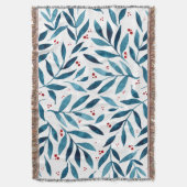 水かわいらし色の枝 – ターコイズと赤 スローブランケット (正面縦)