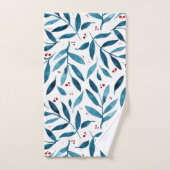 水かわいらし色の枝 – ターコイズと赤 バスタオルセット (ハンドタオル)