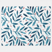 水かわいらし色の枝 – ターコイズと赤 フリースブランケット (正面(横))