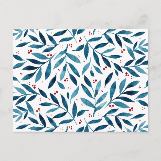 水かわいらし色の枝 – ターコイズと赤 ポストカード (正面)