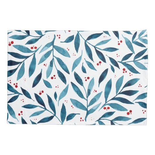 水かわいらし色の枝 – ターコイズと赤 枕カバー (裏面)