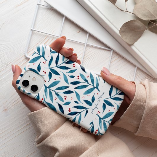 水かわいらし色の枝 – ターコイズと赤 Case-Mate iPhoneケース