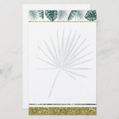 水かわいらし色の熱帯葉便具 便箋 (正面/裏面)