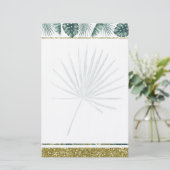 水かわいらし色の熱帯葉便具 便箋 (スタンド正面)