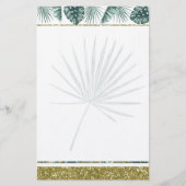 水かわいらし色の熱帯葉便具 便箋 (正面)