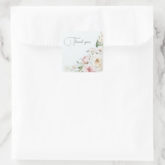 水かわいらし色の牡丹、結婚のANNIVERSSAR スクエアシール (バッグ)