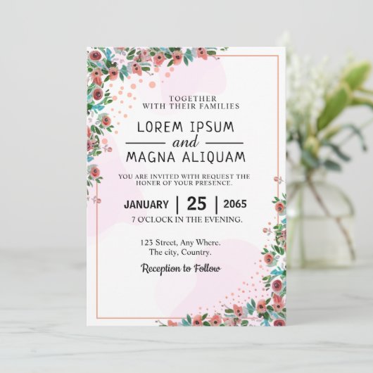 水かわいらし色の結婚カードデザイン収集 招待状 (スタンド正面)