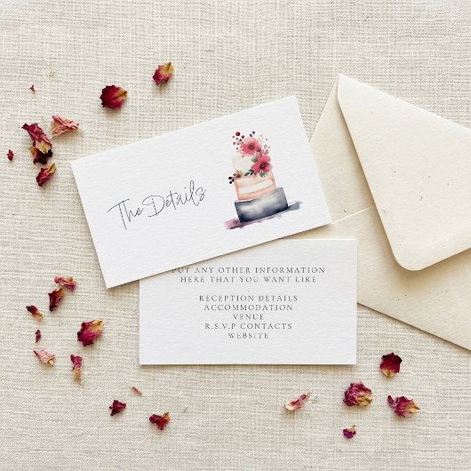 水かわいらし色の結婚ケーキ詳細 エンクロージャーカード