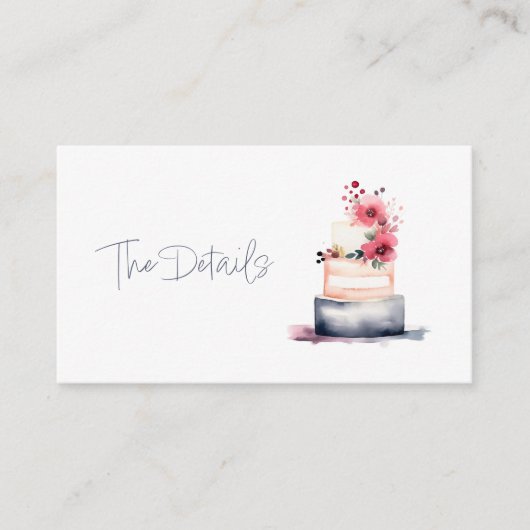 水かわいらし色の結婚ケーキ詳細 エンクロージャーカード (正面)