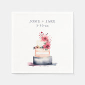 水かわいらし色の結婚ケーキ スタンダードカクテルナプキン (正面)