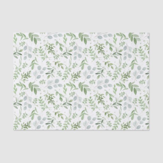 水かわいらし色の緑のユーカリ模様 薄葉紙 (正面)