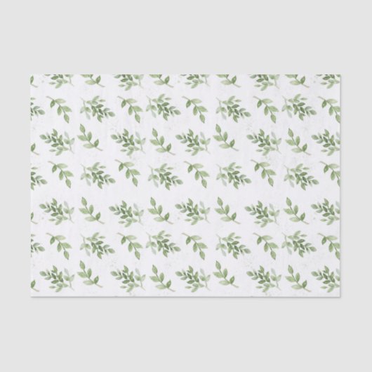 水かわいらし色の緑の枝パターン 薄葉紙 (正面)