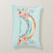水かわいらし色の花と虹 アクセントクッション (裏面(縦))
