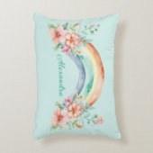 水かわいらし色の花と虹 アクセントクッション (正面(垂直))