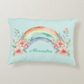 水かわいらし色の花と虹 アクセントクッション (裏面)