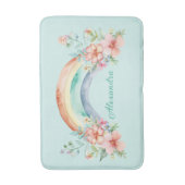 水かわいらし色の花と虹 バスマット (正面縦)