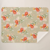 水かわいらし色の花のデザインオンsherpa毛布 シェルパブランケット (正面(横))