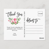 水かわいらし色の花スクリプト写真ありがとう ポストカード (裏面)