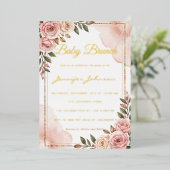水かわいらし色の花ベビーブランチ 箔招待状 (立ち正面)