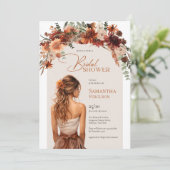 水かわいらし色の花嫁テラコッタ秋ブーケ 招待状 (スタンド正面)