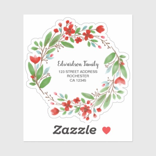 水かわいらし色の花差出人住所 シール (シート)