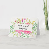 水かわいらし色の花悔やみや弔慰グリーティングカード カード (正面)