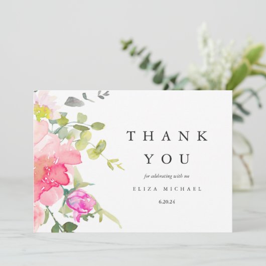 水かわいらし色の花赤ちゃんシャワーありがとう サンキューカード (スタンド正面)