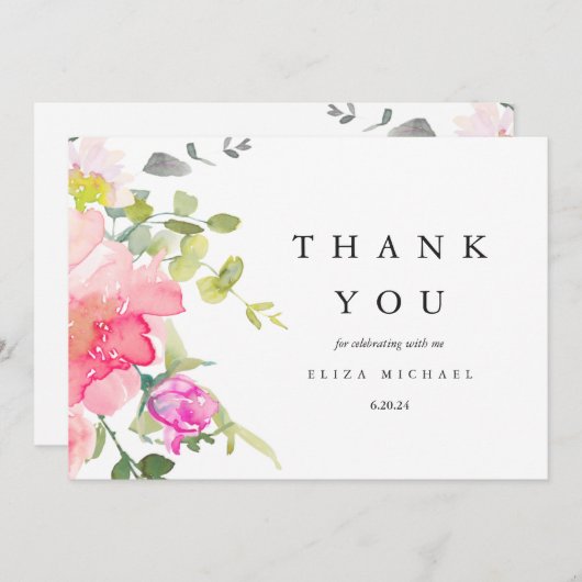 水かわいらし色の花赤ちゃんシャワーありがとう サンキューカード (正面/裏面)