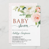水かわいらし色の花赤ちゃんシャワー 招待状 (正面/裏面)