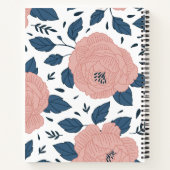 水かわいらし色の花lピンクとネイビー白 ノートブック (裏面)