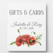 水かわいらし色の赤いケシの結婚式の贈り物 フォトプラーク (正面)