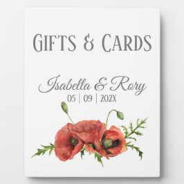 水かわいらし色の赤いケシの結婚式の贈り物 フォトプラーク