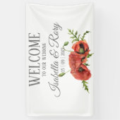 水かわいらし色の赤いポピー結婚ズの旗 横断幕 (縦)