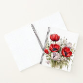 水かわいらし色の赤と白花 ノートブック (内部)