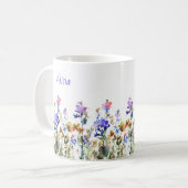 水かわいらし色の野花 |お名前 コーヒーマグカップ (正面左)