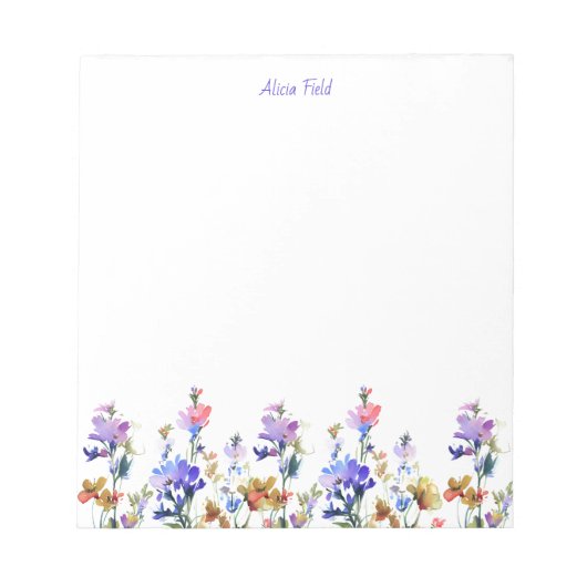 水かわいらし色の野花 |お名前 ノートパッド (正面)