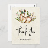 水かわいらし色の鹿Bohoを敷設ありがとう ポストカード (正面/裏面)