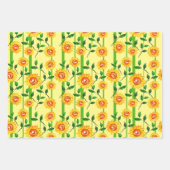 水かわいらし色ひま花葉茎ギフト ラッピングペーパーシート (正面)