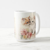 水かわいらし色ふわふわの虎猫子猫 コーヒーマグカップ (正面右)